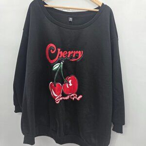 Shein Curve Black Red Cherry Good Girl Sweatshirt 24/26 6x
